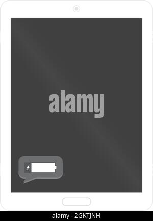 Niedriger Akkustand, Smartphone, Tablet, g/m2, Drahtmodell, Tasche, Laden, Ladegerät, Ladeadapter, weniger Leistungsvektor, Abbildung. Stock Vektor