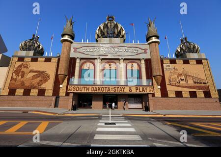 Außenansicht des Mitchell Corn Palace, des weltweit einzigen Corn Palace.Mitchell.South Dakota.USA Stockfoto