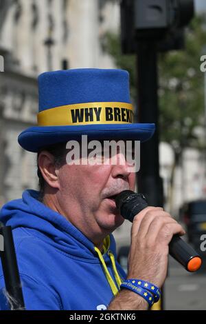 London, Großbritannien. September 2021. 2021-09-15 London, Großbritannien. Anti-Brexit-Protest auf dem Platz des Parlaments. Kredit: Picture Capital/Alamy Live Nachrichten Stockfoto