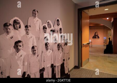 Ausstellung der St. Joseph’s Indian School in aka Lakota Museum & Cultural Center. Chamberlain. South Dakota. USA Stockfoto