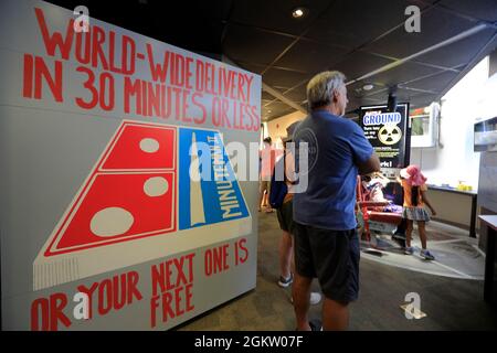 Eine Pizza-Box aus der Zeit des Kalten Krieges mit Minuteman II-Nuklearraketen in der National Historic Site der Minuteman Missile.South Dakota.USA Stockfoto