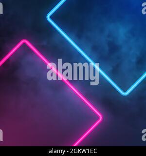 Neon Licht Rechteck Rauch Effekt Vektor Hintergrund. Neon Illustration Rauch Banner Stock Vektor