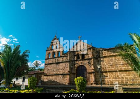Alte historische alte Wanderstraße 'El Camino Real' in Guane, Santander, Kolumbien Stockfoto