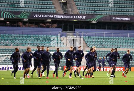 Gents Spieler, die während einer Trainingseinheit des belgischen Fußballteams KAA Gent am Mittwoch, den 15. September 2021, in Tallinn, Estland, in Vorbereitung auf abgebildet wurden Stockfoto