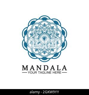 Kreis Muster Blütenblatt Blume Mandala Vektor-Logo Vorlage Illustration. Bunte Vorlage für spirituelle Rückzug oder Yoga-Studio, Ornamental Visitenkarte Stock Vektor