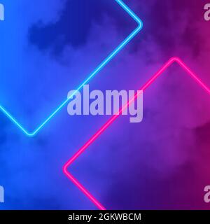 Neon Licht Rechteck Rauch Effekt Vektor Hintergrund. Neon Illustration Rauch Banner Stock Vektor