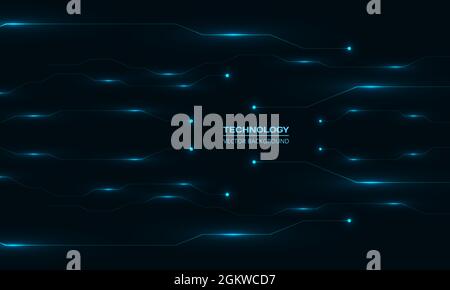 Abstrakte Technologie leuchtendes blaues Linienmuster. Innovation digital Hi-Tech-Konzept Hintergrund mit Leiterplatte. Technische Elektronik Stock Vektor