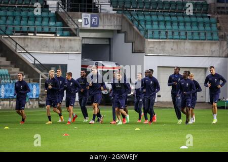 Gents Spieler, die während einer Trainingseinheit des belgischen Fußballteams KAA Gent am Mittwoch, den 15. September 2021, in Tallinn, Estland, in Vorbereitung auf abgebildet wurden Stockfoto