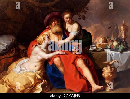 Lot und seine Töchter des niederländischen Künstlers Abraham Bloemaert (1566-1651), Öl auf Leinwand, 1624 Stockfoto