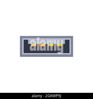 Symbol für USB Micro A pc-Universalanschluss. Vektorgrafik Darstellung des Ports in flacher Ausführung. USB-Typ, Video- und Audioanschluss. DisplayPort und andere Komp Stock Vektor