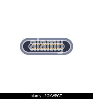 Symbol für USB-C-pc-Universalanschluss. Vektorgrafik Darstellung des Ports in flacher Ausführung. USB-Typ, Video- und Audioanschluss. DisplayPort und anderer Computer i Stock Vektor