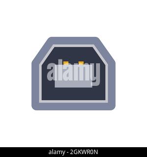 Symbol für USB B 2.0-pc-Universalanschluss. Vektorgrafik Darstellung des Ports in flacher Ausführung. USB-Typ, Video- und Audioanschluss. DisplayPort und andere Komput Stock Vektor