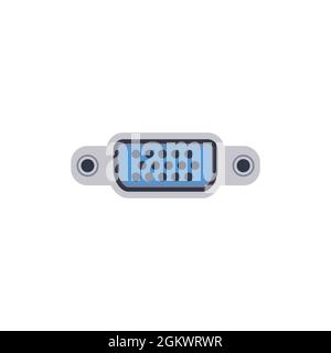 Symbol für universellen VGA-pc-Anschluss. Vektorgrafik Darstellung des Ports in flacher Ausführung. USB-Typ, Video- und Audioanschluss. DisplayPort und andere Computer int Stock Vektor