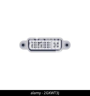 Symbol für den universellen DVI-I-pc-Anschluss. Vektorgrafik Darstellung des Ports in flacher Ausführung. USB-Typ, Video- und Audioanschluss. DisplayPort und anderer Computer i Stock Vektor
