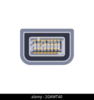 Symbol für den universellen Mini-DVI-pc-Anschluss. Vektorgrafik Darstellung des Ports in flacher Ausführung. USB-Typ, Video- und Audioanschluss. DisplayPort und andere Rechner Stock Vektor