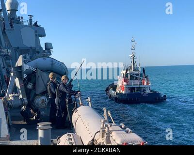 USS Porter während der Probefahrt. Forward Deployed Regional Maintenance Center schließt die Verfügbarkeit der USS Porter CNO rechtzeitig ab. Stockfoto