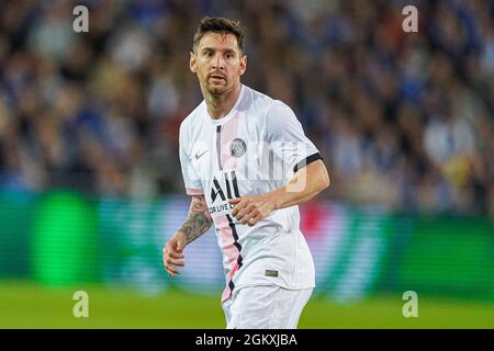 BRÜGGE, BELGIEN - 15. SEPTEMBER: Lionel Messi vom PSG während des UEFA Champions League-Gruppenspieles zwischen dem Club Brugge und Paris Saint-Germain am 15. September 2021 im Jan Breydelstadion in Brügge, Belgien (Foto von Jeroen Meuwsen/Orange Picics) Credit: Orange Pics BV/Alamy Live News Stockfoto