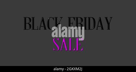 Black Friday-Sonderangebot. 3d-Text auf dunklem Hintergrund. Webbanner. Kunst Illustration für Verkauf Broschüren, Preisschilder. Prospekte, Flyer, Einladungskarten Stockfoto