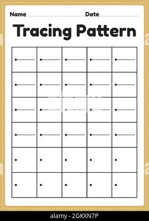 Arbeitsblatt zur Verfolgung von Muster-Schlaflinien für Kindergarten-, Vorschulkinder und Montessori-Schüler zur Verbesserung der Handschriftenpraxis in einer printa Stock Vektor