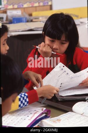 ©1995 Ausbildung: Vietnamesisches ESL Englisch als zweite Sprachklasse an der Walnut Creek Elementary School in Austin, TX, unterrichtet von vietnamesischem Lehrer. HERR EC-144-148 Stockfoto