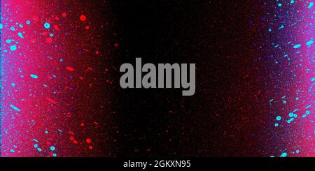 Explosion von mehrfarbigem Pulver. Abstrakter Farbstaub auf schwarzem Hintergrund isoliert. Lack platzt. Speicherplatz kopieren. Panoramabild Stockfoto