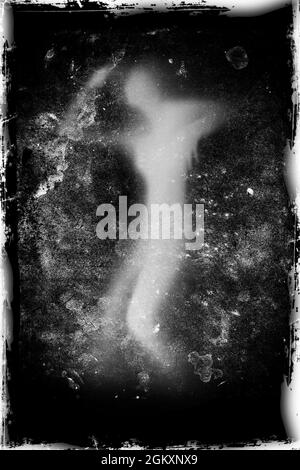 Halloween Party kreative Illustration mit Silhouette von Zombie. Gothic-Style Stockfoto