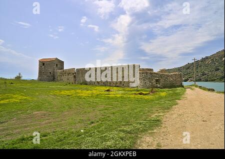 Dreieckige venezianische Burg als Teil von Butrint Stockfoto