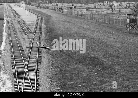 Eisenbahn in den Konzentrationslagern Auschwitz und Birkenau, Oswiecim, Polen Stockfoto