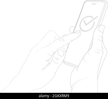 Aktivieren Sie mit dem Finger auf dem Smartphone-Bildschirm, Erfolg, bestätigen, Smartphone, mit einem Telefon Vektor Stock Illustration. Stock Vektor