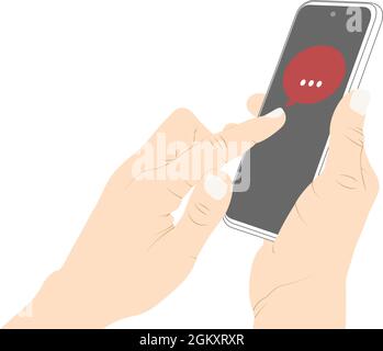 Messaging, während der Verwendung eines Smartphones, Chat, Talk, Konversation Vektor Stock Illustration. Stock Vektor
