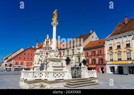 Berühmter Hauptplatz Glavni trg von Maribor die zweitgrößte Stadt in Slowenien. Stockfoto