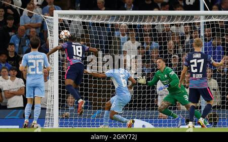 Manchester, England, 15. September 2021. Christopher Nkunku von RB Leipzig punktet beim UEFA Champions League-Spiel im Etihad Stadium, Manchester. Bildnachweis sollte lauten: Darren Staples / Sportimage Credit: Sportimage/Alamy Live News Stockfoto