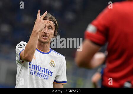 Mailand, Italien. September 2021. Luka Modric von Real Madrid während des UEFA Champions League-Fußballspiels der Gruppe D zwischen dem FC Internazionale und Real Madrid am 15. September 2021 im San Siro-Stadion in Mailand (Italien). Foto Andrea Staccioli/Insidefoto Kredit: Insidefoto srl/Alamy Live News Stockfoto