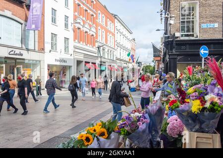 Blumenstände, Grafton Street, Dublin, Republik Irland Stockfoto