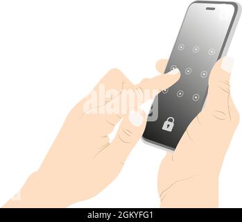 Smartphone-Sicherheitsmuster Bedienung, entsperren, sperren, PIN-Code eingeben, Telefonschutz, Abbildung des Telefonsicherheitsvektors Stock Vektor