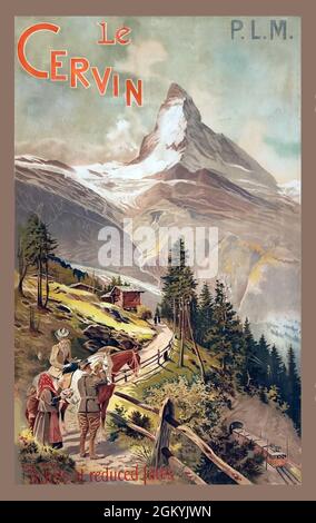 Click-on-Vintage Französisches Reise-Poster - .Le Cervin [Zermatt], 1910er Stockfoto