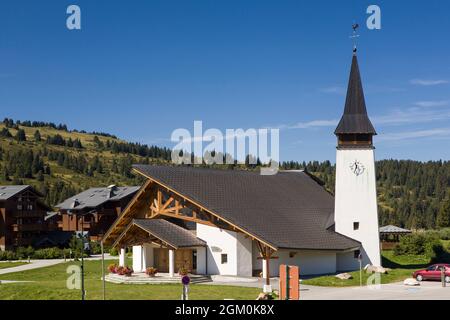 FRANKREICH SAVOIE (73) LES SAISIES, KAPELLE NOTRE DAME DER HOCHLICHTKAPELLE, BEAUFORTAIN-MASSIV Stockfoto