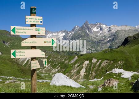 FRANKREICH HAUTE-SAVOIE (74) PASSY, WANDERTAFELN NACH ANTERNE, NATURSCHUTZGEBIET VON PASSY Stockfoto