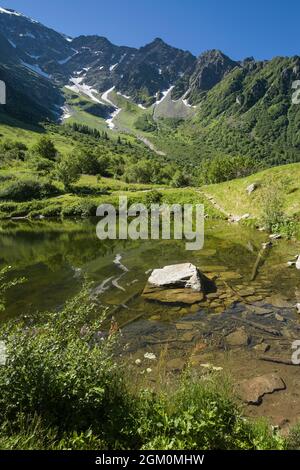 FRANKREICH HAUTE-SAVOIE (74) LES CONTAMINES, ARMANCETTE SEE Stockfoto