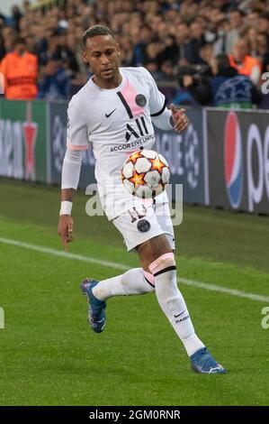 Neymar während des UEFA Champions League-Spiels zwischen dem Club Bruges und Paris Saint Germain im Jan Breydel-Stadion am 15. September 2021 in Brügge, Belgien. Foto von Laurent Zabulon/ABACAPRESS.COM Stockfoto