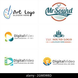 Unterhaltung musikalische Video digitale Kunst Malerei Logo Design Stock Vektor