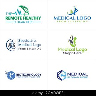 Medizinische Biotechnologie Wirbelsäule gesunde Menschen Logo-Design Stock Vektor