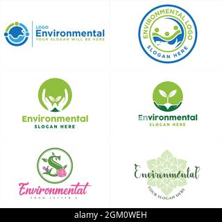 Umwelt Natur Blatt Pflanzenpflege Logo Design Stock Vektor