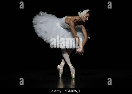 The Dying Swan, aufgeführt von Christine Shevchenko im Rahmen der Ukrainian Ballet Gala in Sadler’s Wells, London, Großbritannien Stockfoto