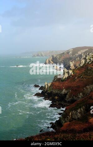 FRANKREICH. FINISTERE (29) CAPE CLEDUN SIZUN - POINTE DE BREZELLEC (BILD NICHT FÜR KALENDER ODER POSTKARTE VERFÜGBAR) Stockfoto