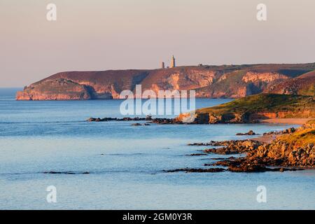 FRANKREICH. BRETAGNE. COTES D'ARMOR (22) CAP FREHEL. SONNENUNTERGANG. (BILD NICHT VERFÜGBAR FÜR KALENDER ODER POSTKARTEN, DIE IN FRANKREICH VERÖFFENTLICHT WURDEN) Stockfoto