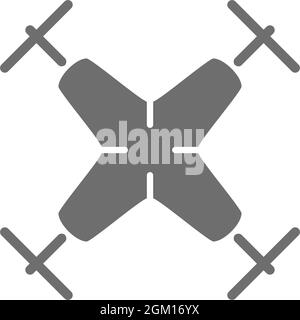 Graues Symbol für schnelle Drohne. Isoliert auf weißem Hintergrund Stock Vektor