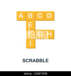 Scrabble-Symbol. Flaches Zeichen-Element aus der Tischspiele-Kollektion. Kreatives Scrabble-Symbol für Webdesign, Vorlagen, Infografiken und mehr Stock Vektor