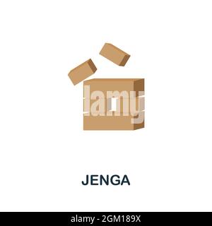 Jenga-Symbol. Flaches Zeichen-Element aus der Tischspiele-Kollektion. Kreative Jenga-Ikone für Webdesign, Vorlagen, Infografiken und mehr Stock Vektor