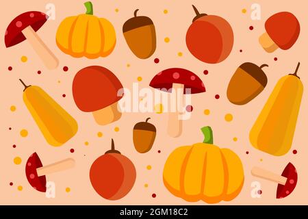 Herbstmuster mit Fruchtherbst und Pilzen Stock Vektor